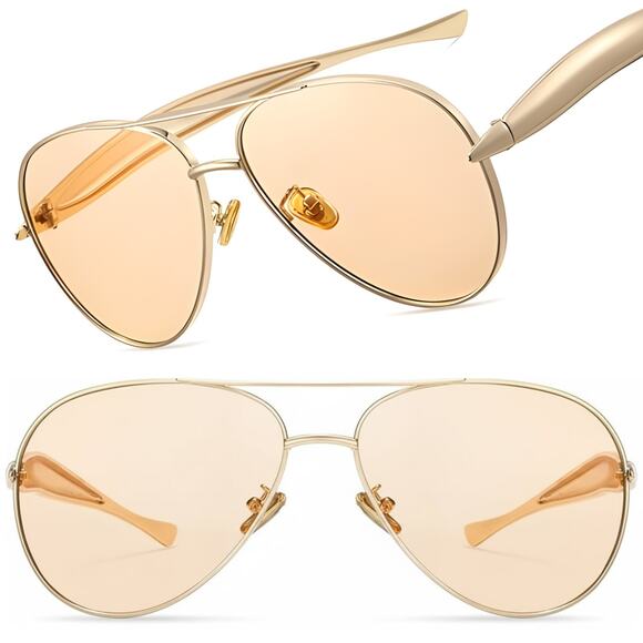 KISS Other - Gold & Brown Pilot Sunglasses For Mens Womens Pilot Oversized Modern Stylish